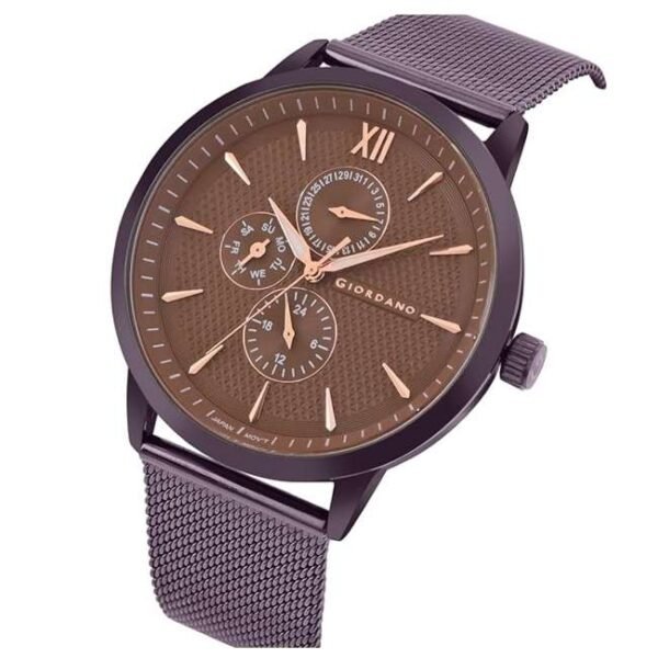 giordano brown men mesh metal watch gd-50008-55
