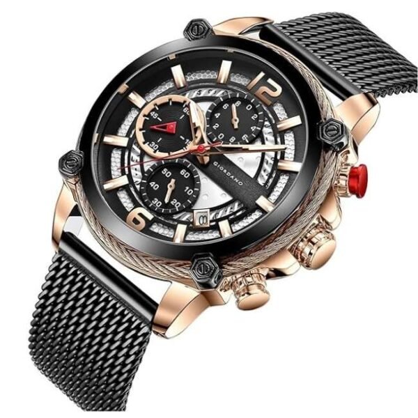 giordano black men mesh metal watch gz-50039-22
