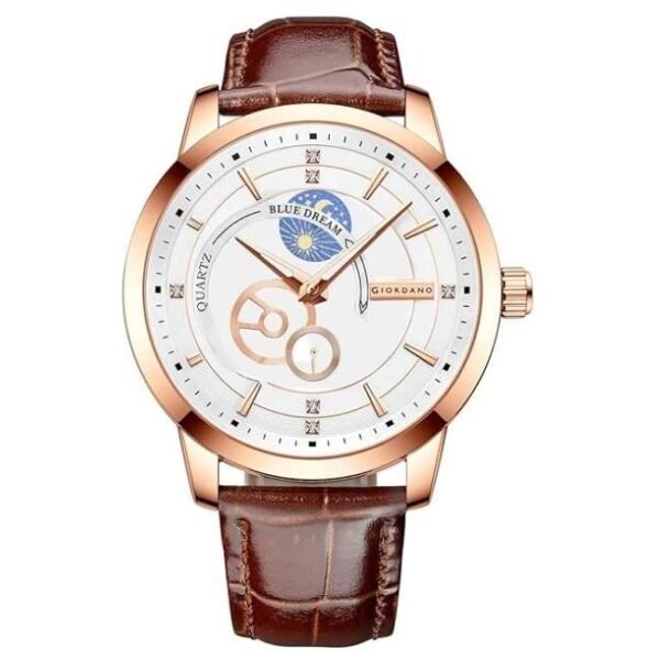 giordano white men leather watch gz-50084-01