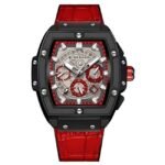 giordano red & black men leather watch gz-50098-04
