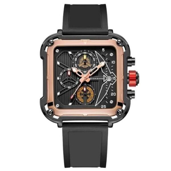 giordano black rosegold men silicone watch gz-50099-03