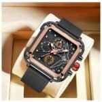 giordano black rosegold men silicone watch gz-50099-03