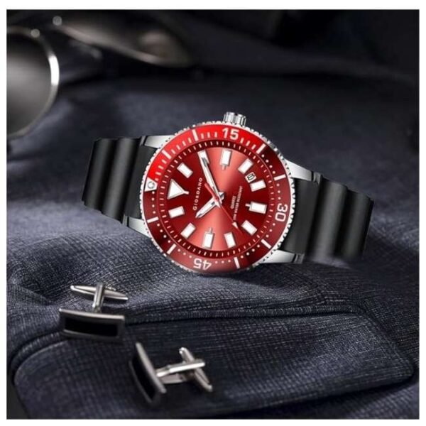 giordano black red men silicone watch gz-50103-01