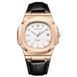 giordano white men leather watch gz-50104-02