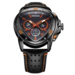 Giordano Quartz Black Leather Men Watch GZ-50132-02