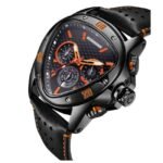 Giordano Quartz Black Leather Men Watch GZ-50132-02