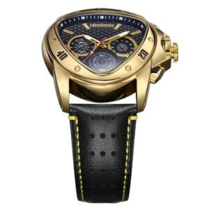 Giordano Quartz Black Leather Men Watch GZ-50132-04