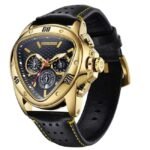 Giordano Quartz Black Leather Men Watch GZ-50132-04