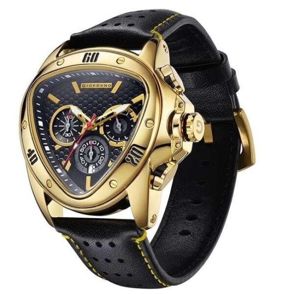 Giordano Quartz Black Leather Men Watch GZ-50132-04