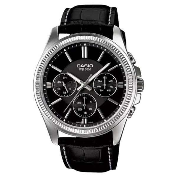 Casio Enticer Leather Black Men Watch A838