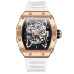 Giordano White Rosegold Men Silicone Watch GZ-50127-04