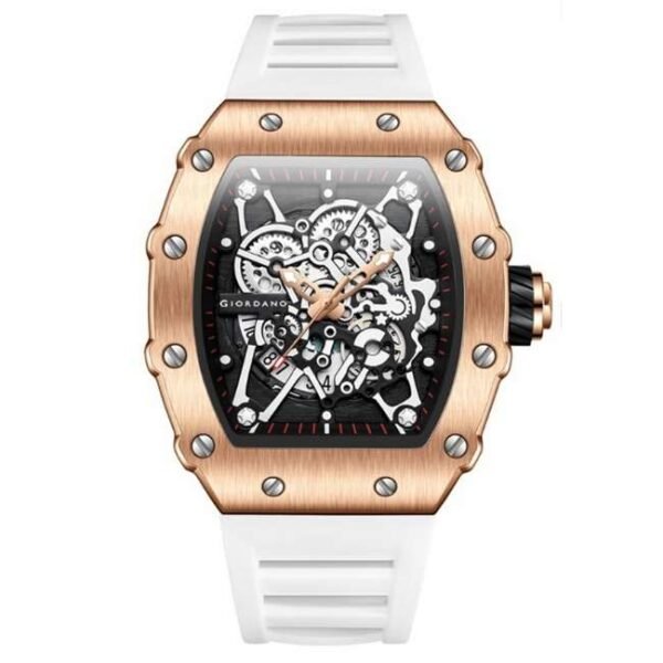 Giordano White Rosegold Men Silicone Watch GZ-50127-04