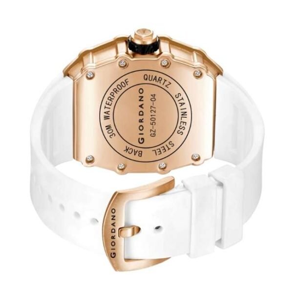 Giordano White Rosegold Men Silicone Watch GZ-50127-04