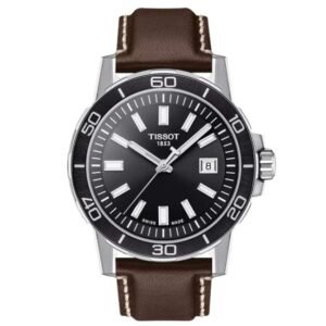 tissot t-sport genuine leather brown men  watch t1256101605100