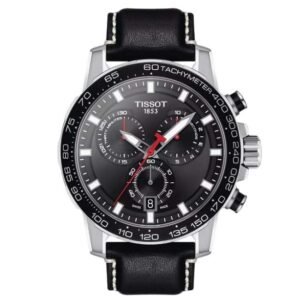 tissot sport embossed cow leather black men  watch t1256171605100