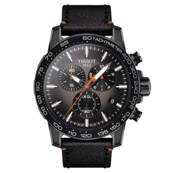 tissot sport leather black men  watch t1256173608100