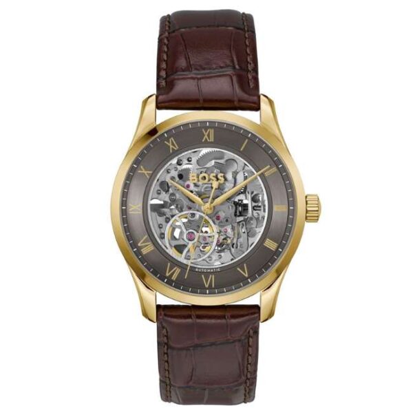 boss leather brown men watch 1514235
