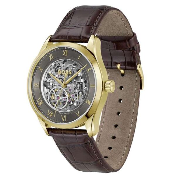 boss leather brown men watch 1514235