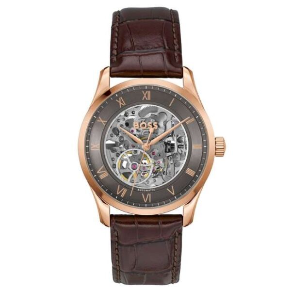 boss leather brown men watch 1514253