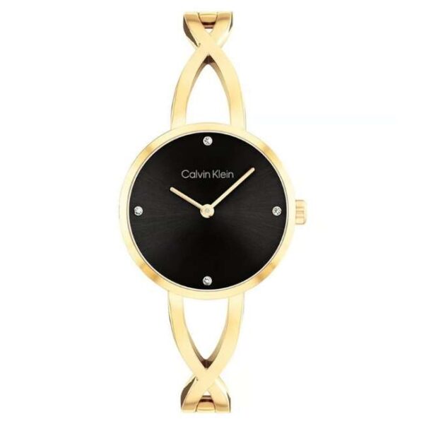 calvin klien sculpted embrace stainless steel gold women watch 25100059