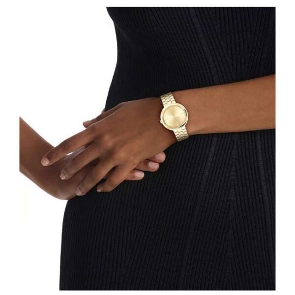 calvin klien twisted bezel stainless steel gold women watch 25100094