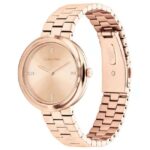 calvin klien twisted bezel stainless steel rose gold women watch 25100095