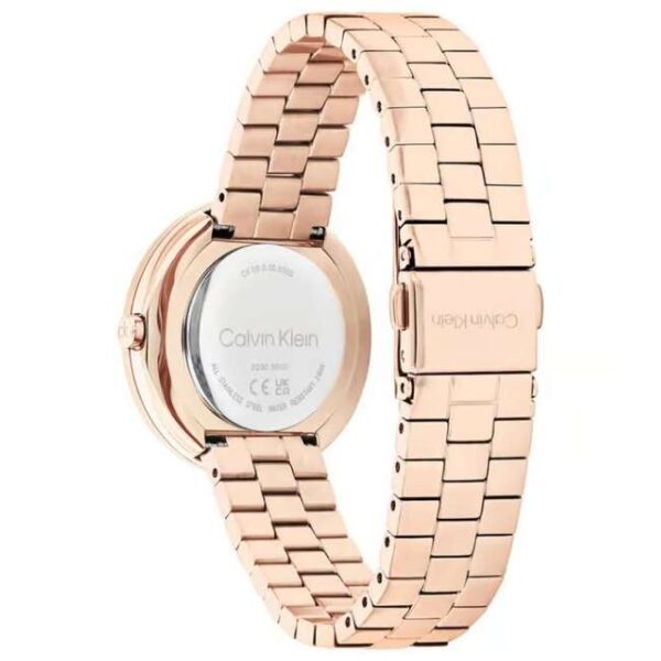 calvin klien twisted bezel stainless steel rose gold women watch 25100095