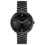 calvin klien twisted bezel stainless steel black women watch 25100096