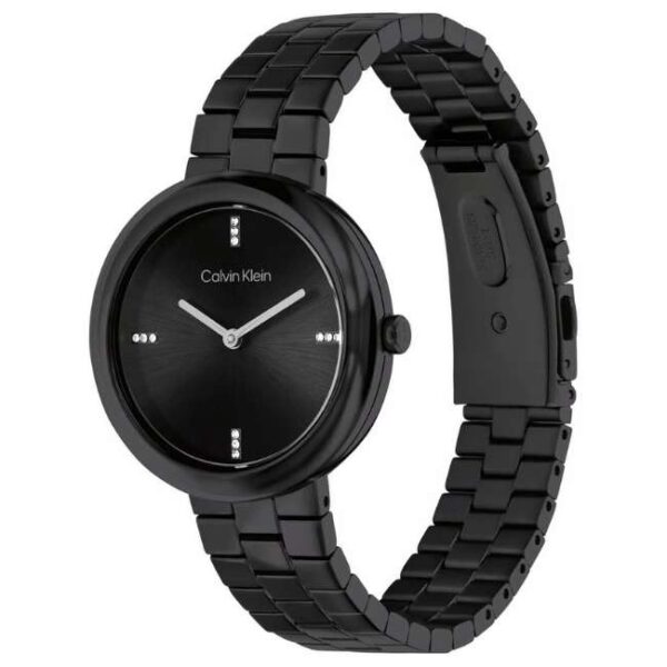 calvin klien twisted bezel stainless steel black women watch 25100096