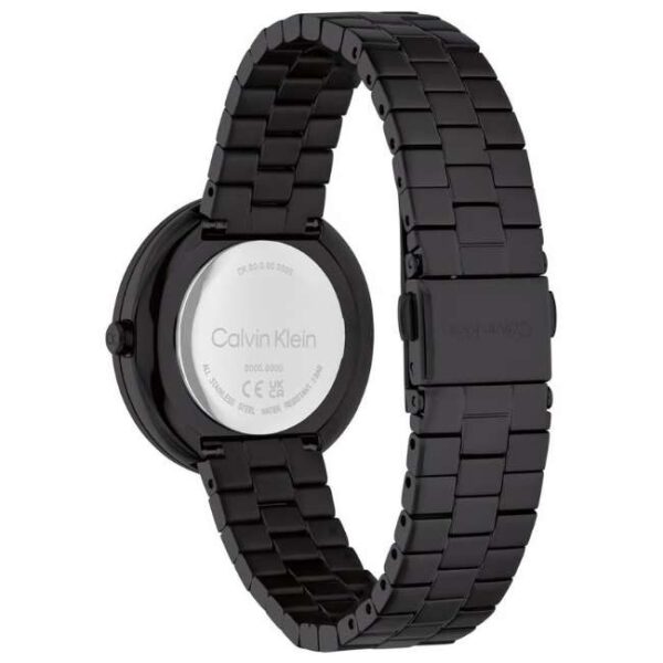 calvin klien twisted bezel stainless steel black women watch 25100096
