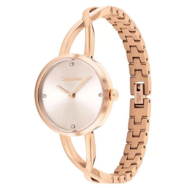 calvin klien sculpted embrance stainless steel rose gold women watch 25100116