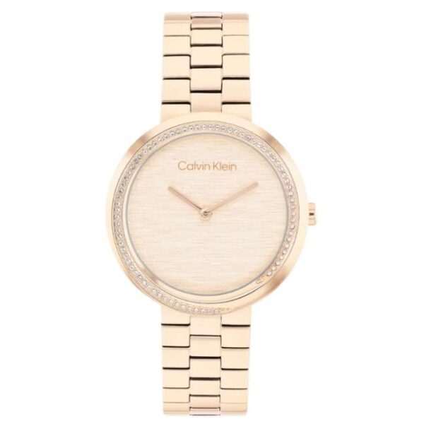 calvin klien twisted bezel stainless steel gold women watch 25100166