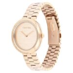 calvin klien twisted bezel stainless steel gold women watch 25100166