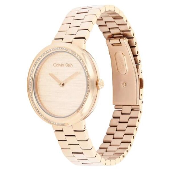 calvin klien twisted bezel stainless steel gold women watch 25100166