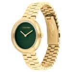 calvin klien twisted bezel stainless steel gold women watch 25100167