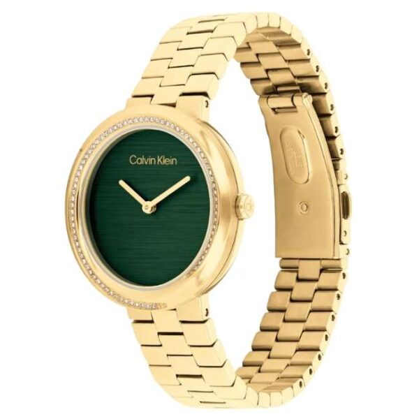 calvin klien twisted bezel stainless steel gold women watch 25100167