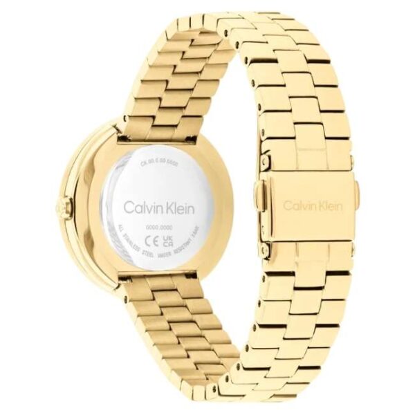 calvin klien twisted bezel stainless steel gold women watch 25100167