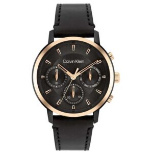 calvin klien gauge leather black men watch 25200499