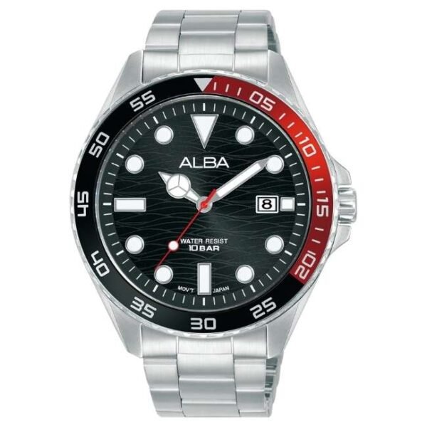 Alba Stainless Steel Black & Red Men’s Watch AS9V55X1