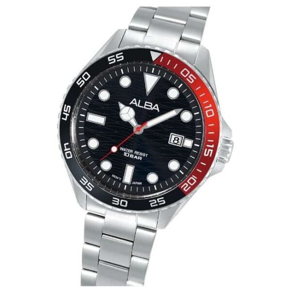 Alba Stainless Steel Black & Red Men’s Watch AS9V55X1
