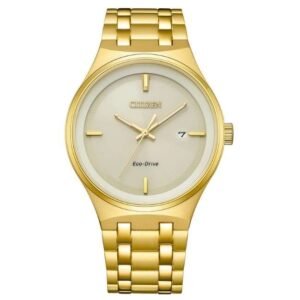 citizen stainless steel golden men watch bm7652-52p