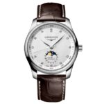 longines leather silver men watch l29094773