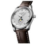 longines leather silver men watch l29094773