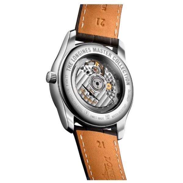 longines leather silver men watch l29094773