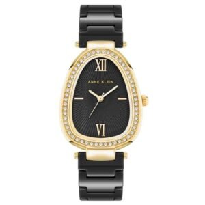 anne klien ceramic black women watch ntak5012gpbk