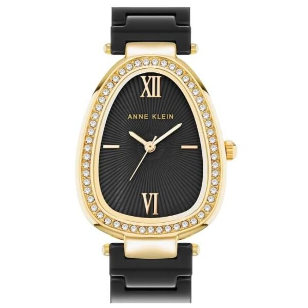 anne klien ceramic black women watch ntak5012gpbk
