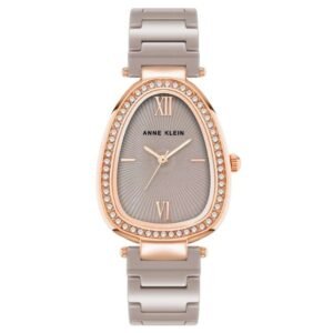 anne klien ceramic brown & rose gold women watch ntak5012rgtp