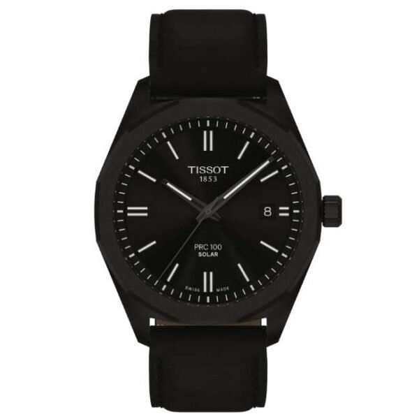 Tissot Prc 100 Solar Leather Black Men Watch T1514223605100