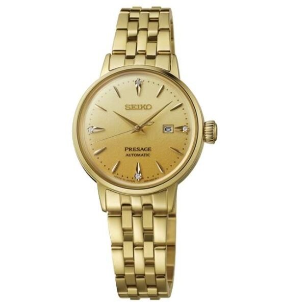 Seiko Presage Stainless Steel Gold Women Watch SRE018J1