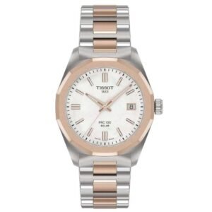 tissot prc 100  stainless steel two tone women watch t1518222211100